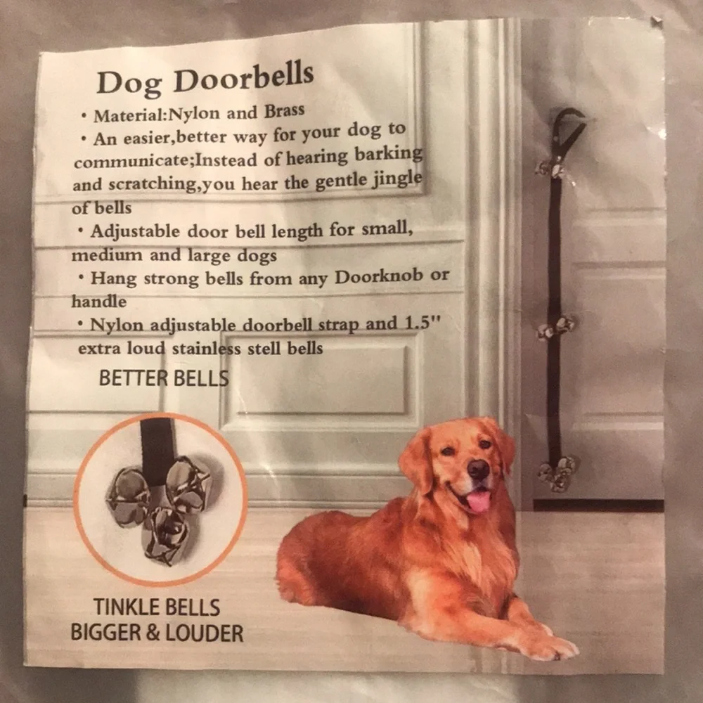 DOG DOOR BELLS - Set of 2- New in Package (Tinkle Bells- Bigger & Louder)